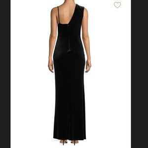 bcbg lace trimmed velvet gown